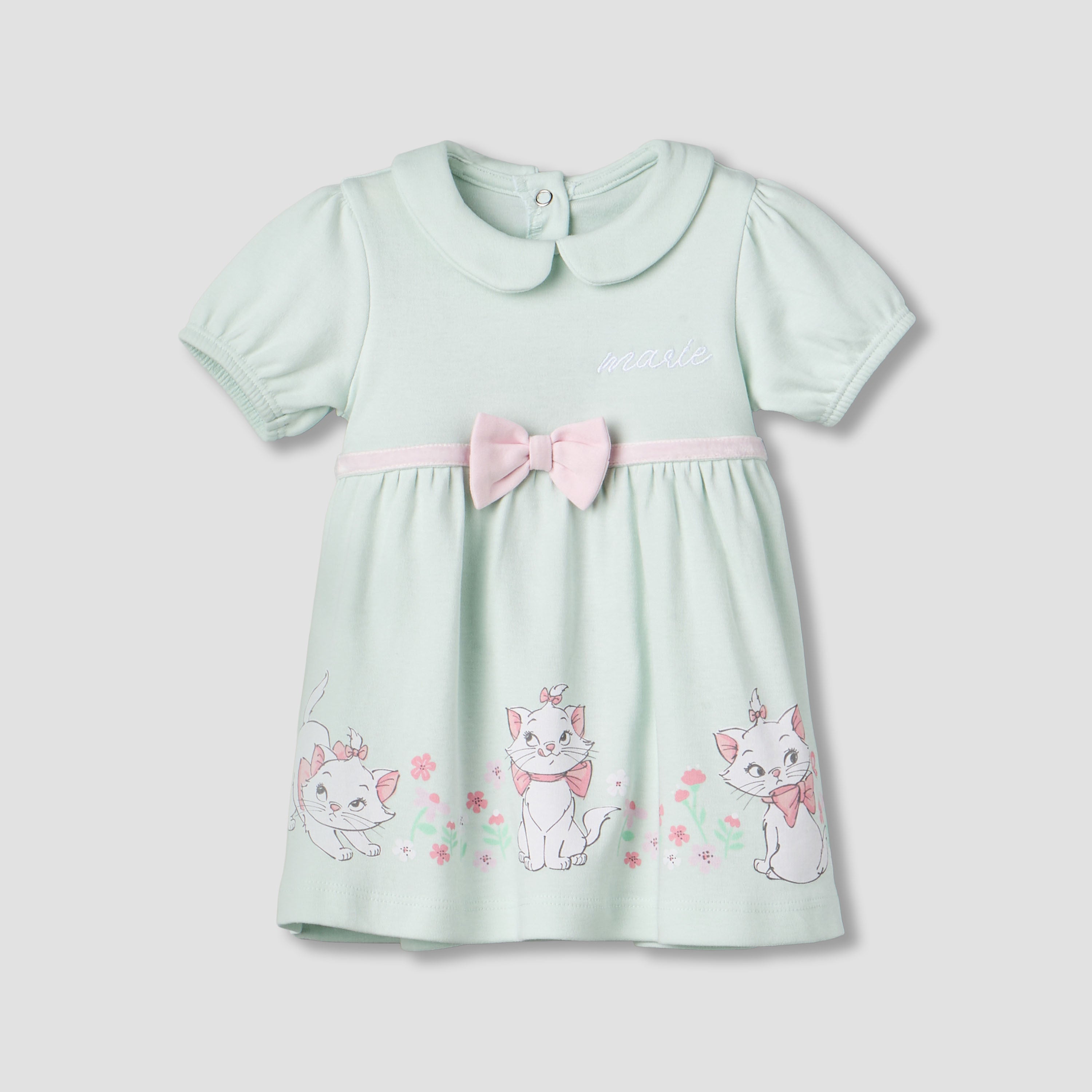 Disney Peter Pan Collar Short Sleeves Dress with Marie Print