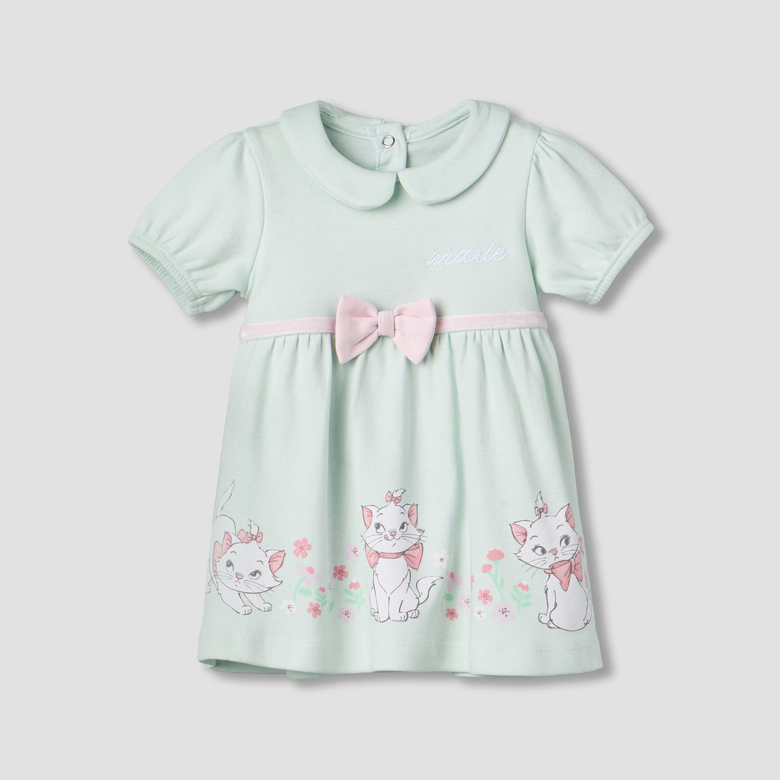Disney Peter Pan Collar Short Sleeves Dress with Marie Print