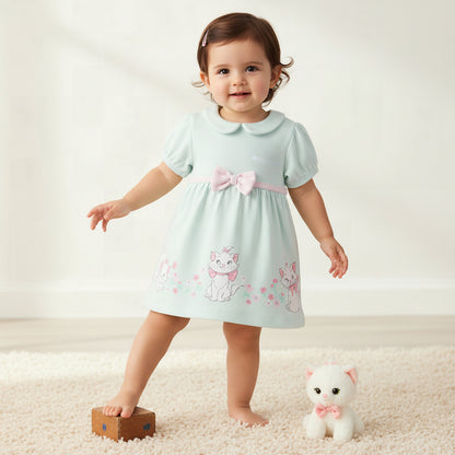 Disney Peter Pan Collar Short Sleeves Dress with Marie Print