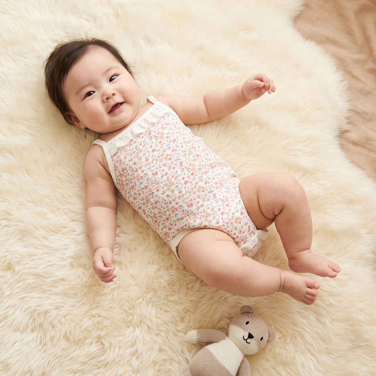 Pack of 2 Juniors Cotton Square Neck Sleeveless Bodysuit with Snap Button Closure