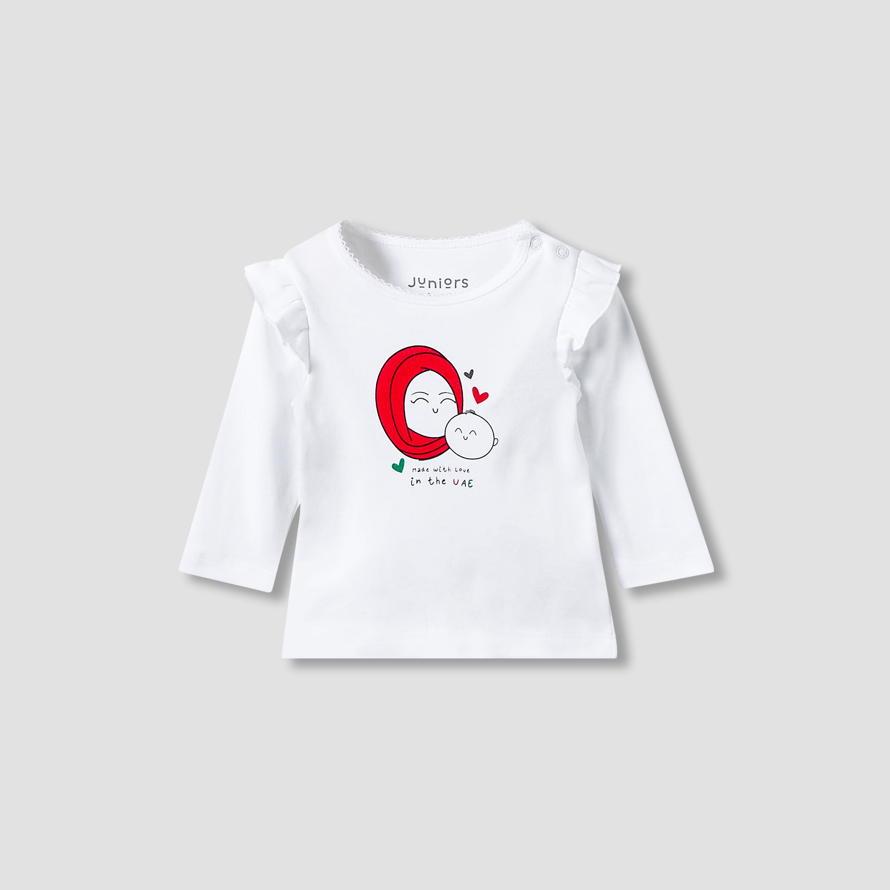 Juniors Cotton Crew Neck Long Sleeves Pyjama Set with UAE National Day Print