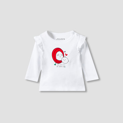 Juniors Cotton Crew Neck Long Sleeves Pyjama Set with UAE National Day Print