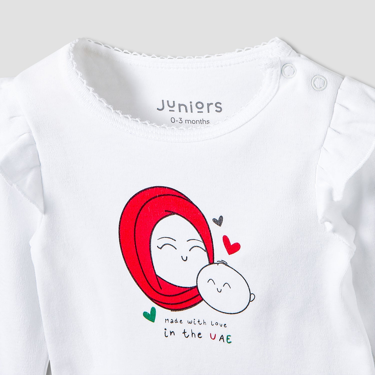 Juniors Cotton Crew Neck Long Sleeves Pyjama Set with UAE National Day Print