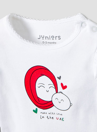 Juniors Cotton Crew Neck Long Sleeves Pyjama Set with UAE National Day Print-baby-girls-clothing-nightwear-pyjamasets-image-4