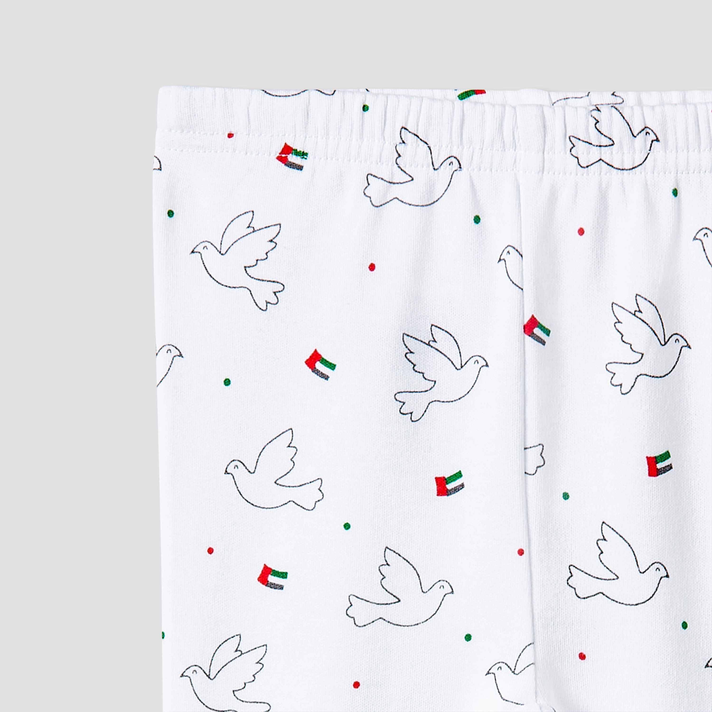 Juniors Cotton Crew Neck Long Sleeves Pyjama Set with UAE National Day Print