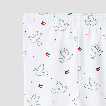 Juniors Cotton Crew Neck Long Sleeves Pyjama Set with UAE National Day Print