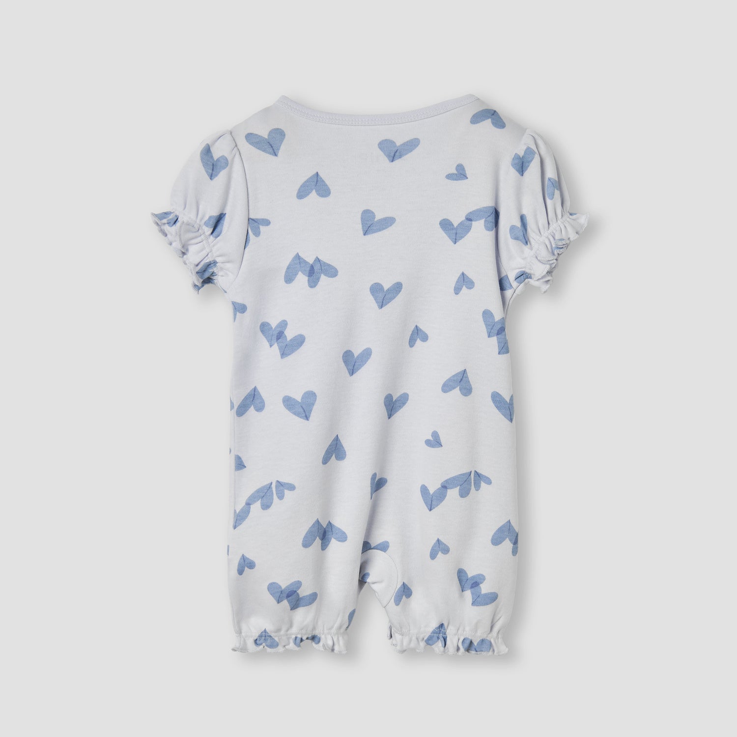 Juniors Heart Print Romper with Puff Sleeves