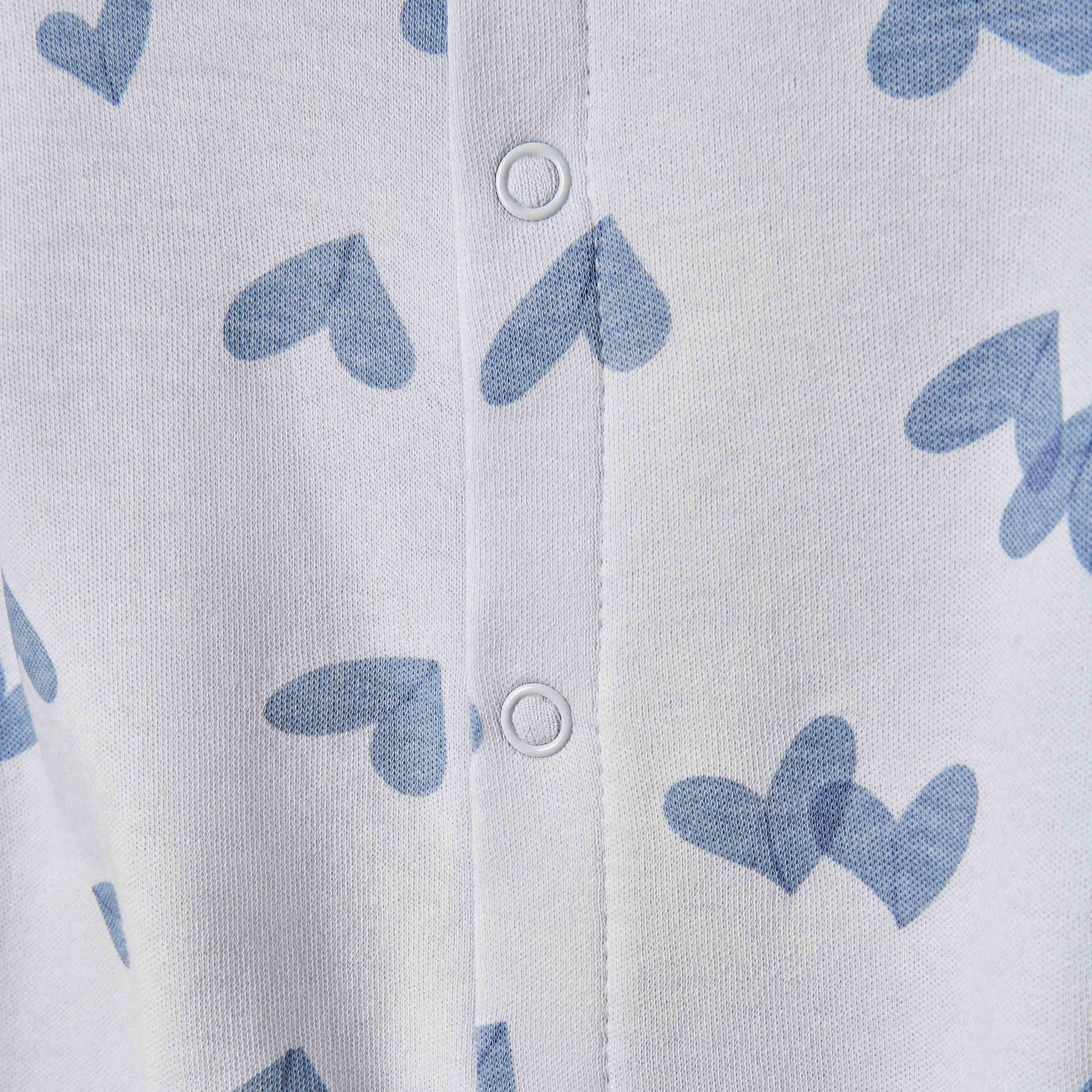 Juniors Heart Print Romper with Puff Sleeves