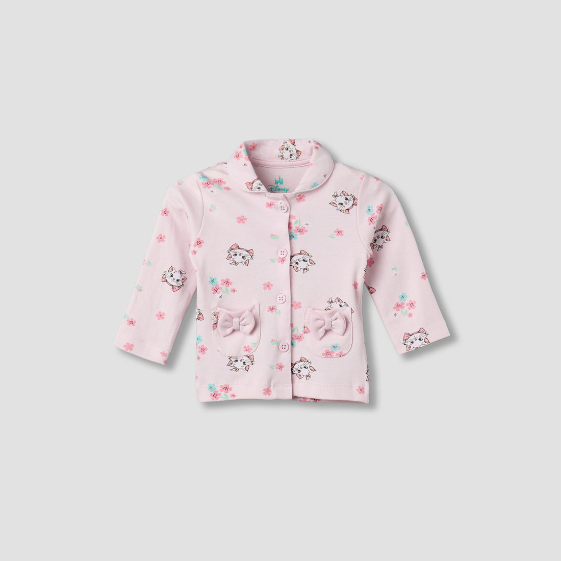 Disney Cotton Collared Neck Long Sleeve Pyjama Set with Marie Print