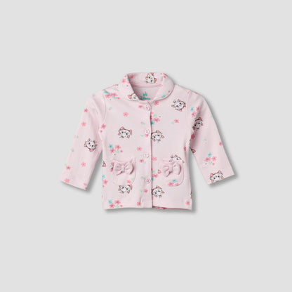 Disney Cotton Collared Neck Long Sleeve Pyjama Set with Marie Print