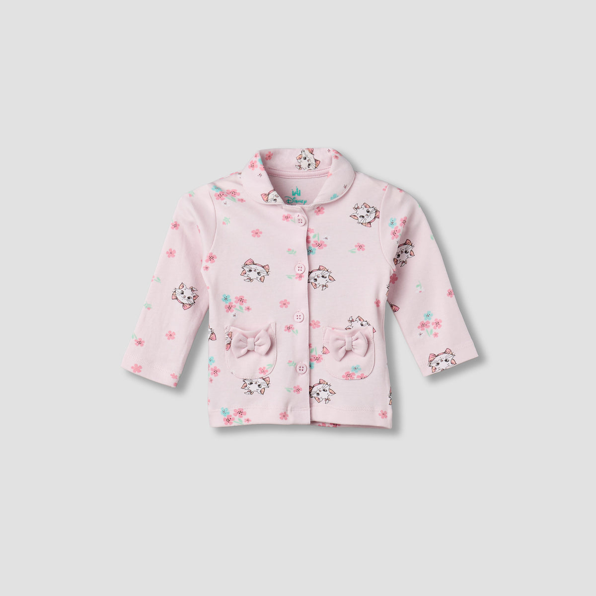 Disney Cotton Collared Neck Long Sleeve Pyjama Set with Marie Print