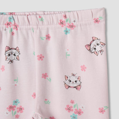 Disney Cotton Collared Neck Long Sleeve Pyjama Set with Marie Print