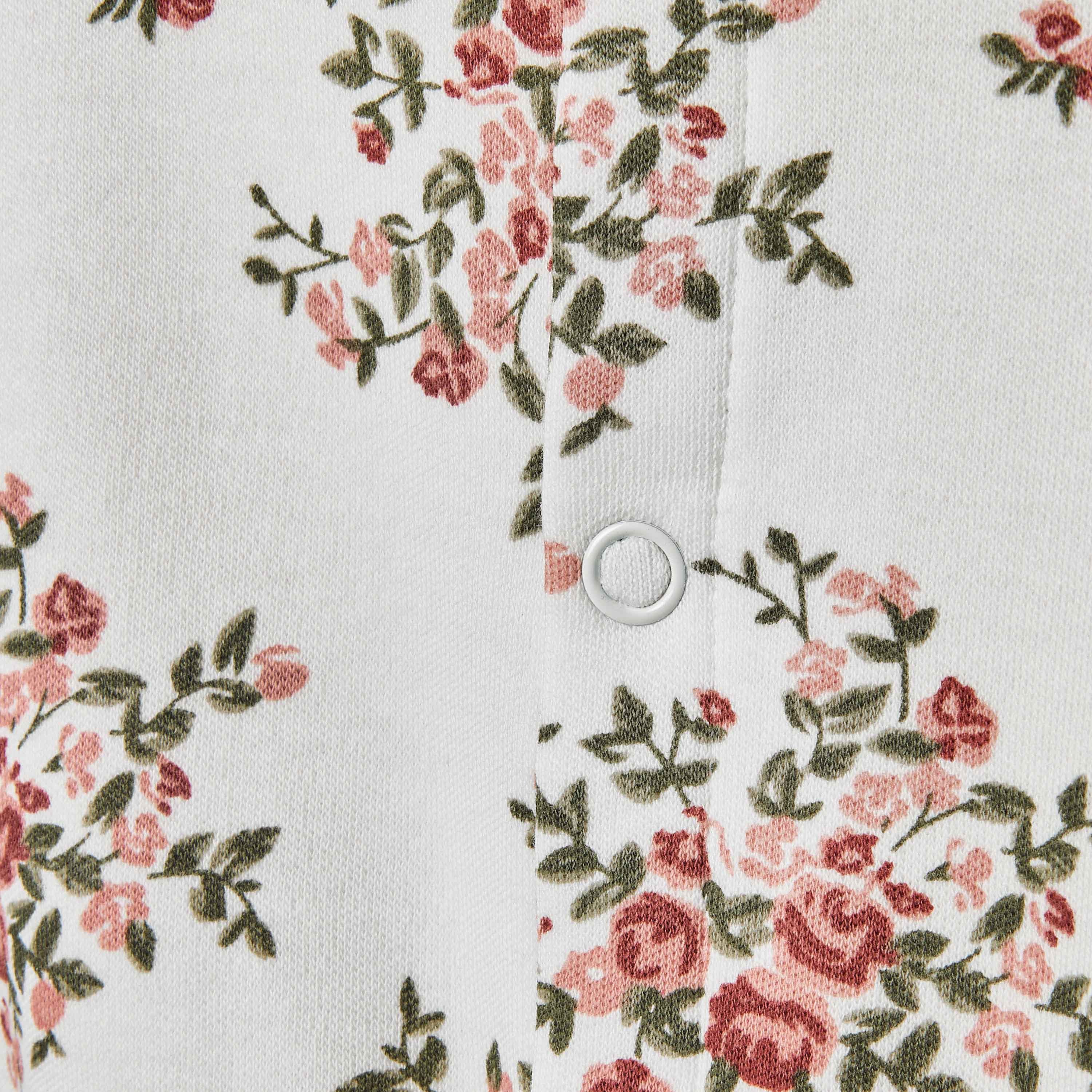 Juniors Floral Print Romper with Puff Sleeves