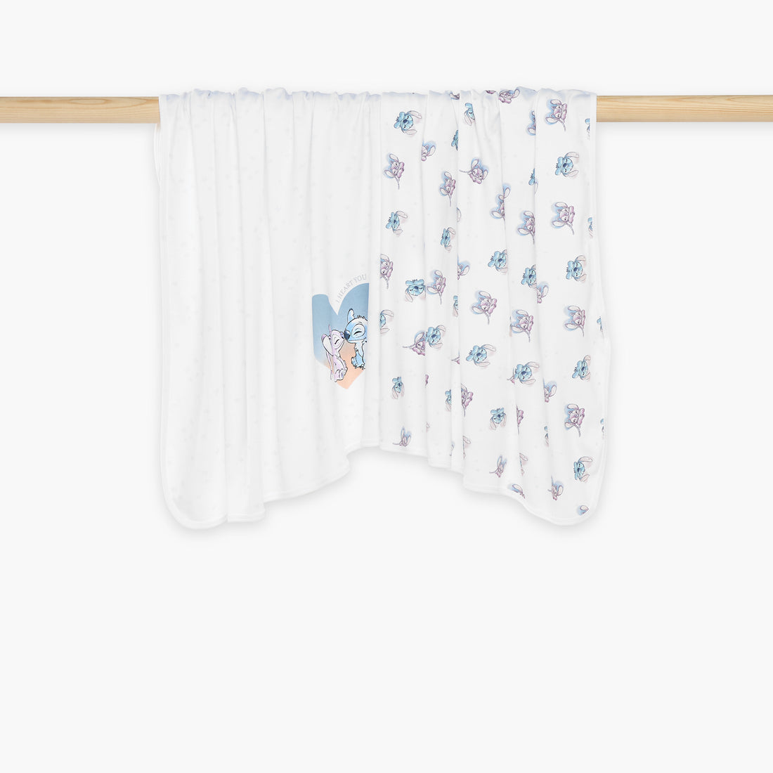Disney 2-Piece Angel and Stitch Print Receiving Blanket Set - 60x60 cm