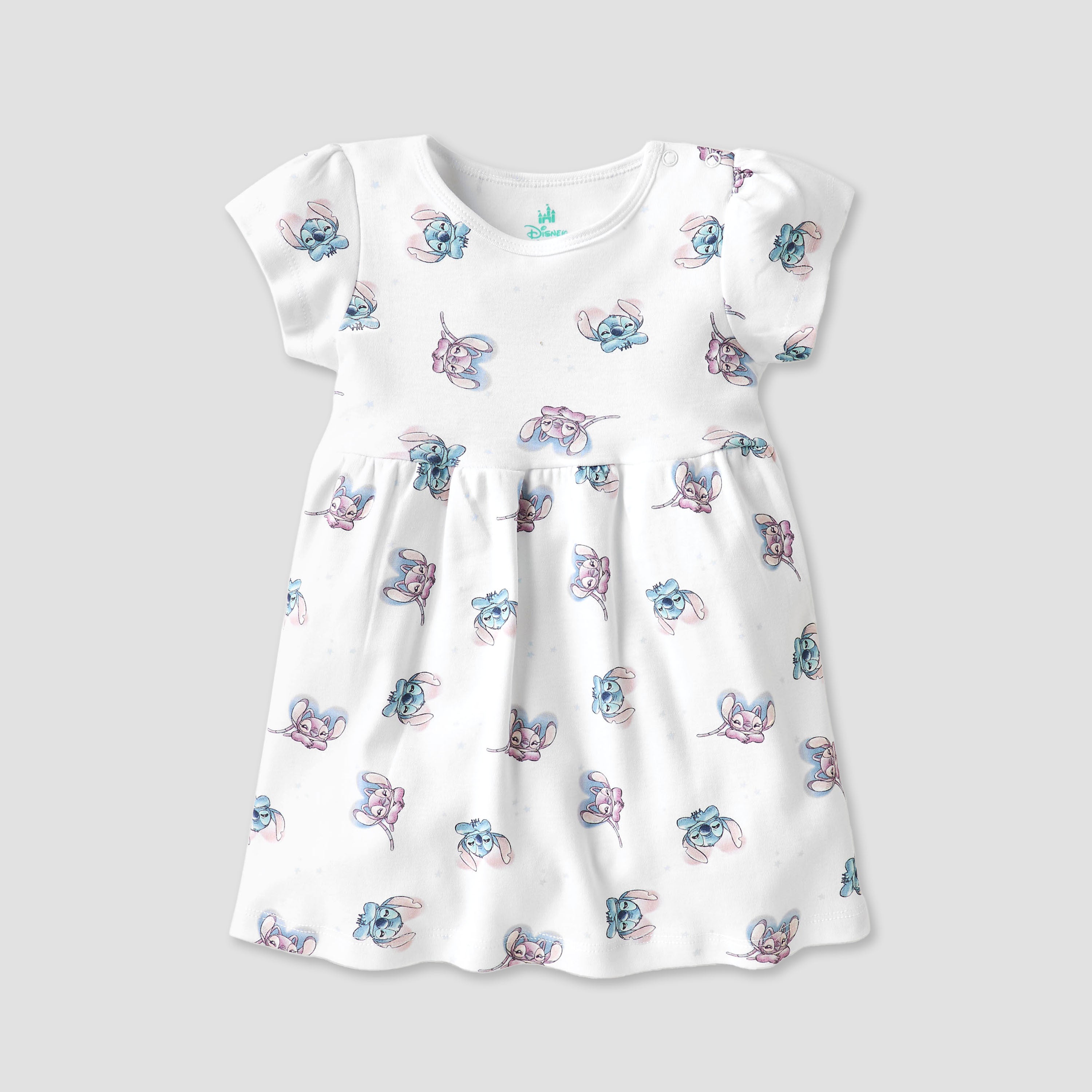 Disney Stitch and Angel Print Dress with Round Neck - Set of 2