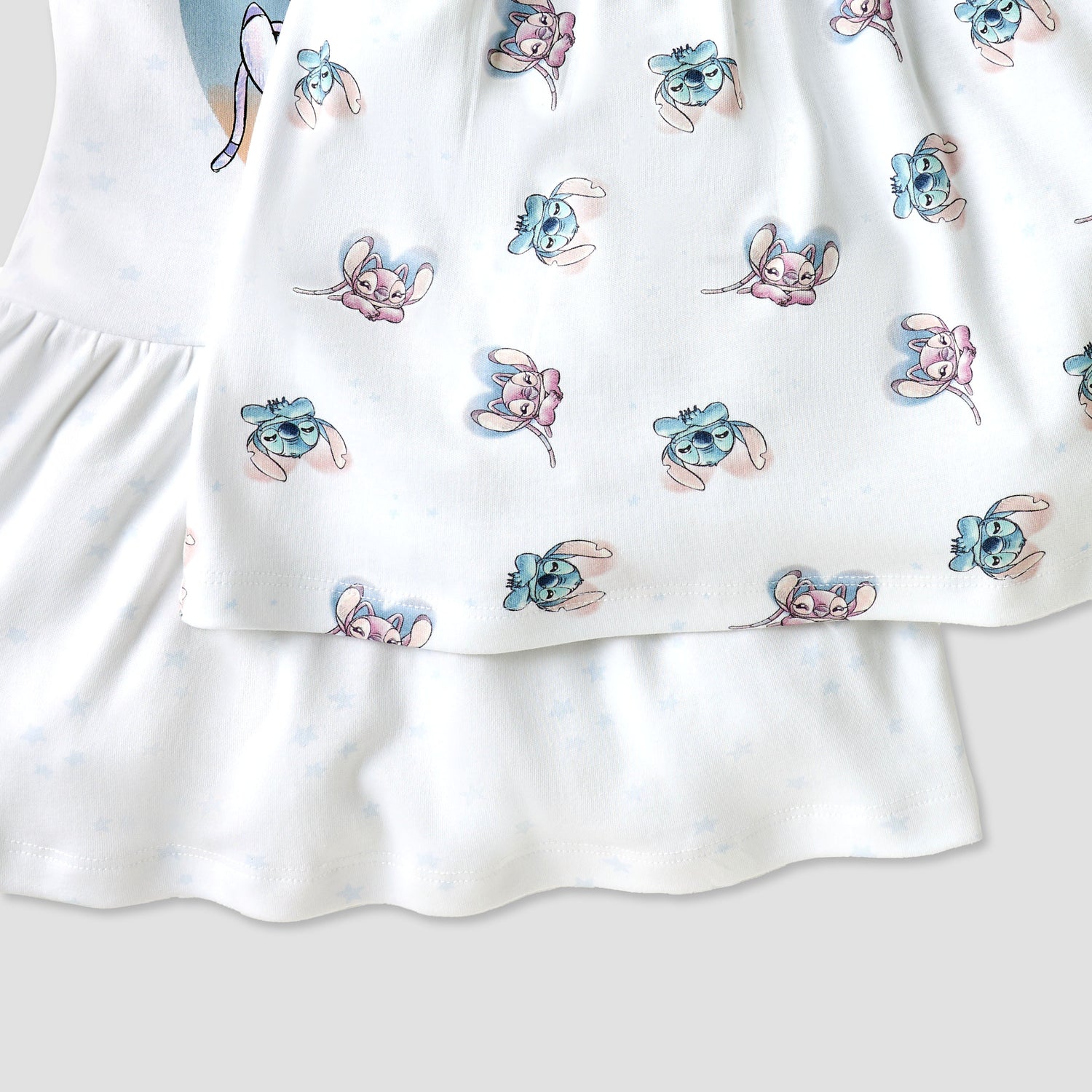 Disney Stitch and Angel Print Dress with Round Neck - Set of 2