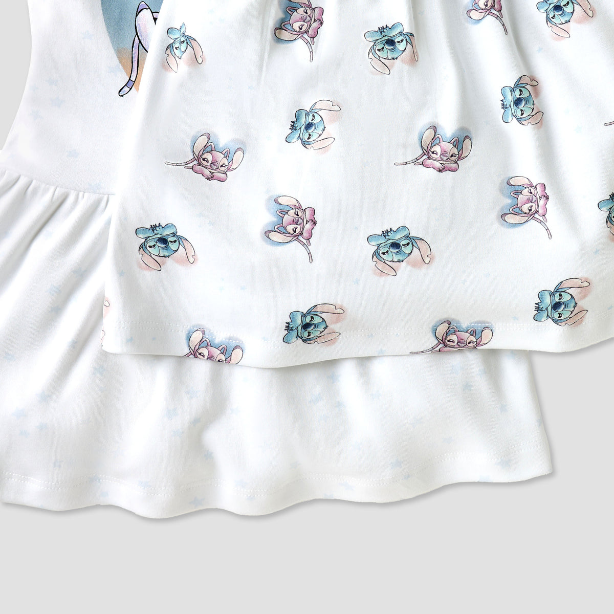 Disney Stitch and Angel Print Dress with Round Neck - Set of 2