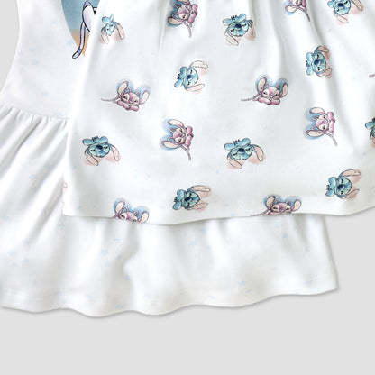 Disney Stitch and Angel Print Dress with Round Neck - Set of 2
