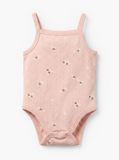Pack of 2 Juniors Cotton Square Neck Sleeveless Bodysuit with Floral Print-baby-girls-clothing-bodysuits-image-4