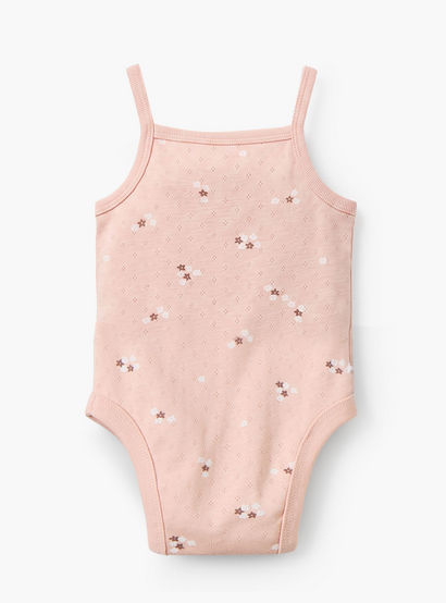 Pack of 2 Juniors Cotton Square Neck Sleeveless Bodysuit with Floral Print-baby-girls-clothing-bodysuits-image-5