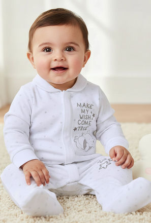 Disney Cotton Collar Neck Long Sleeves Sleepsuit with Winnie the Pooh Applique