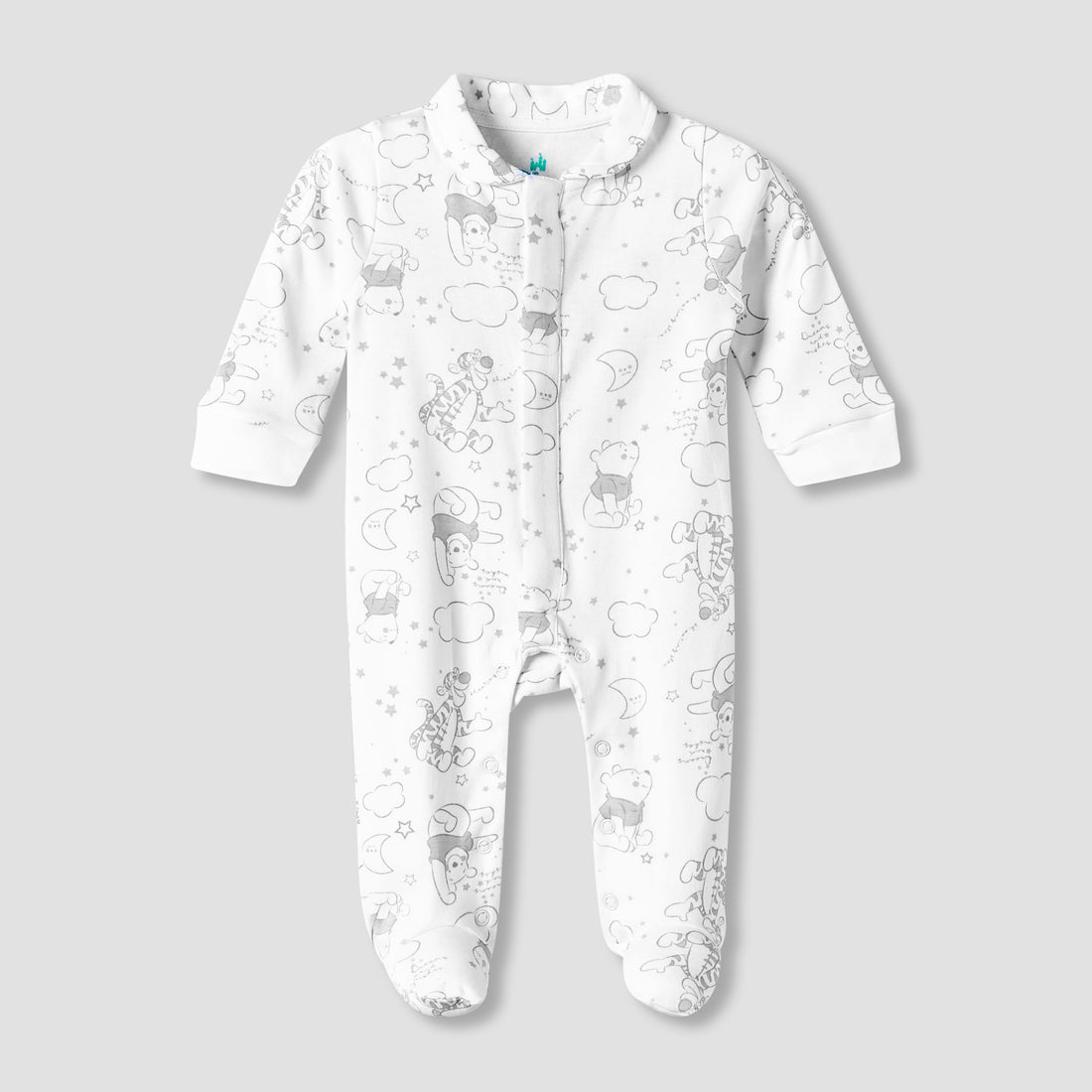 Disney Cotton Collared Long Sleeves Sleepsuit with Winnie the Pooh Print
