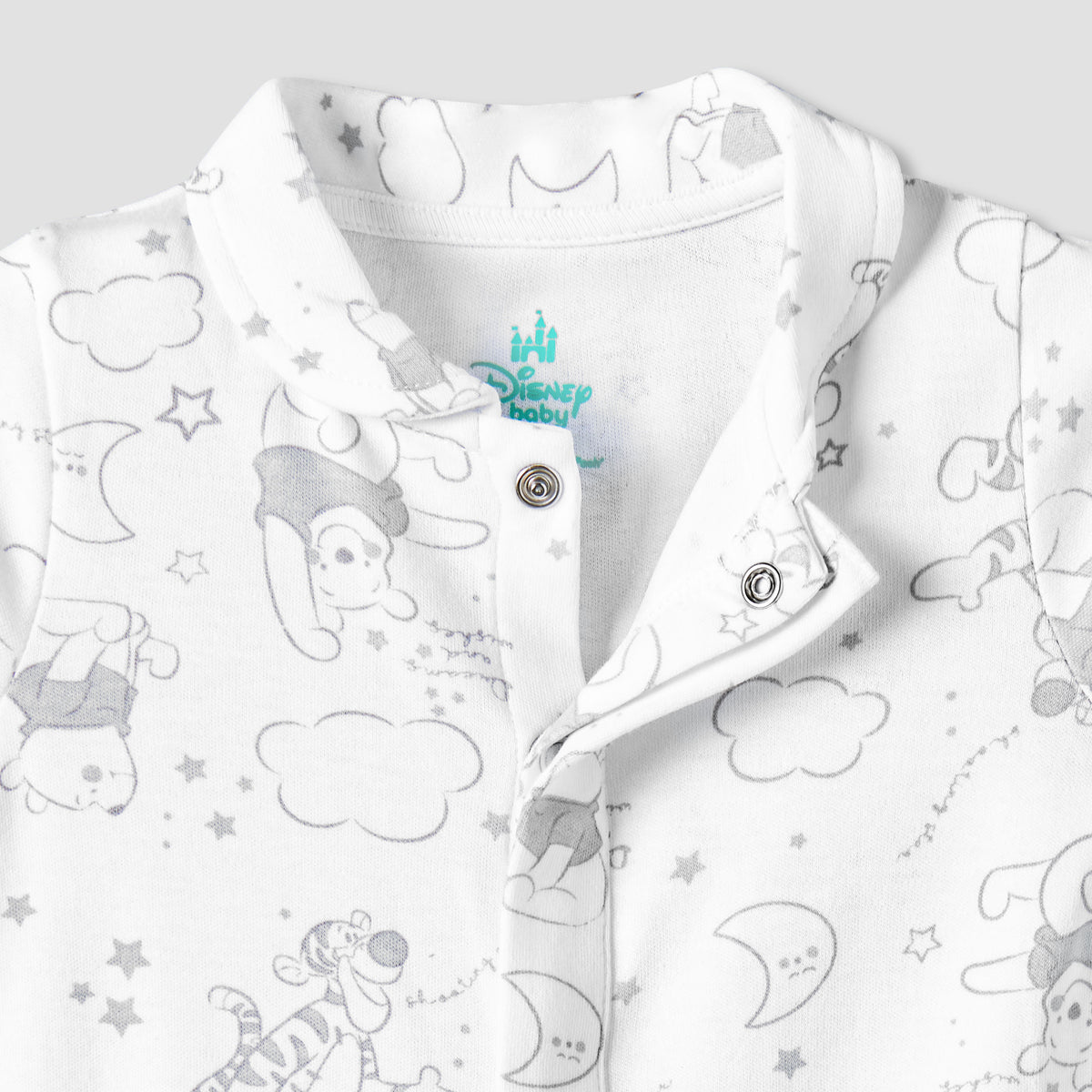 Disney Cotton Collared Long Sleeves Sleepsuit with Winnie the Pooh Print
