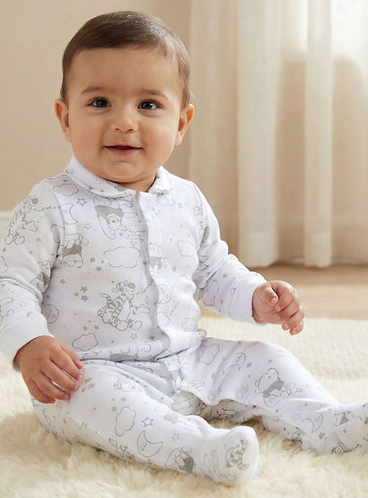 Disney Cotton Collared Long Sleeves Sleepsuit with Winnie the Pooh Print-baby-boys-clothing-nightwear-sleepsuits-image-1