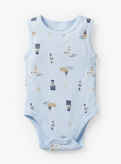 Pack of 3 Juniors Round Neck Sleeveless Bodysuit with Nautical Print-baby-boys-clothing-bodysuits-image-2