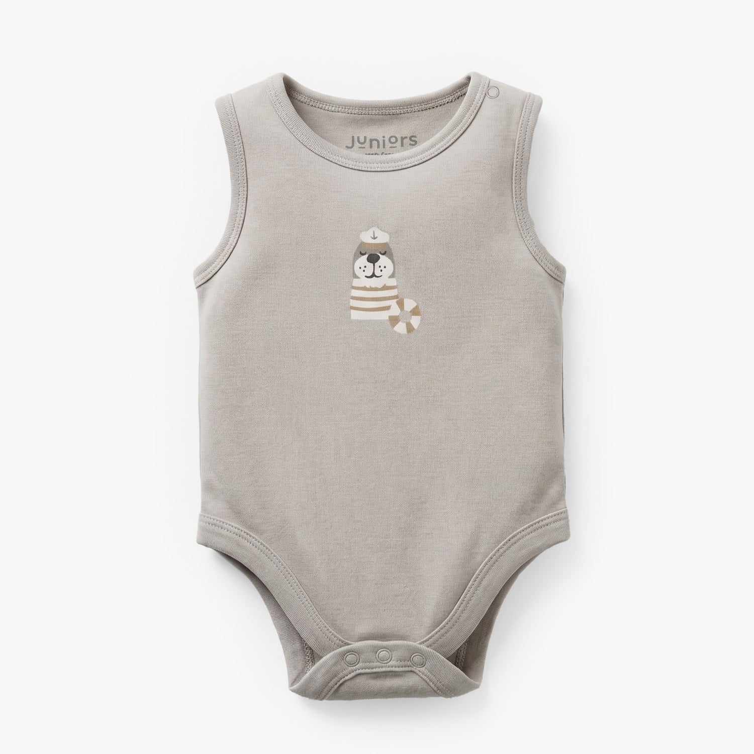 Pack of 3 Juniors Round Neck Sleeveless Bodysuit with Nautical Print