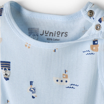 Pack of 3 Juniors Round Neck Sleeveless Bodysuit with Nautical Print