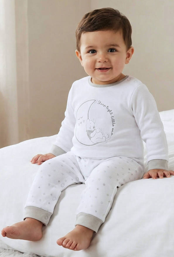 Disney Cotton Crew Neck Long Sleeves Sleepsuit with Winnie the Pooh Print