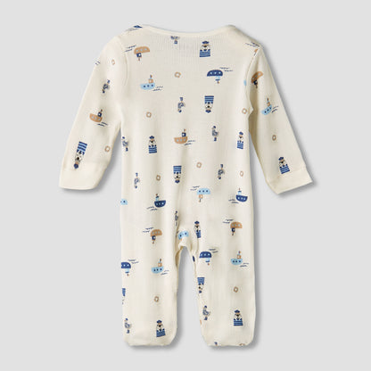 Pack of 2 Juniors Round Neck Long Sleeves Sleepsuit with Nautical Print