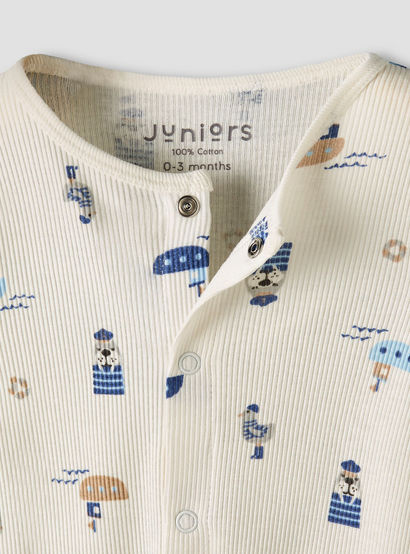 Pack of 2 Juniors Round Neck Long Sleeves Sleepsuit with Nautical Print-baby-boys-clothing-nightwear-sleepsuits-image-6