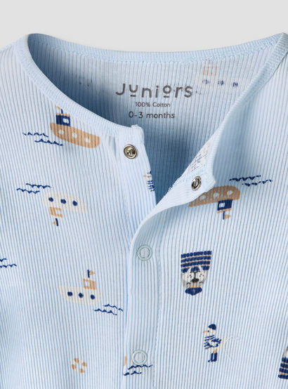 Pack of 2 Juniors Round Neck Long Sleeves Sleepsuit with Nautical Print-baby-boys-clothing-nightwear-sleepsuits-image-8