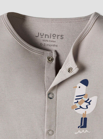 Set of 2 Juniors Cotton Round Neck Sleepsuit and Romper with Nautical Print-baby-boys-clothing-nightwear-sleepsuits-image-5