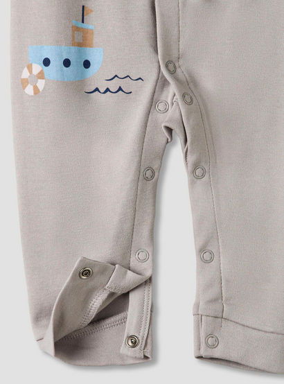 Set of 2 Juniors Cotton Round Neck Sleepsuit and Romper with Nautical Print-baby-boys-clothing-nightwear-sleepsuits-image-6