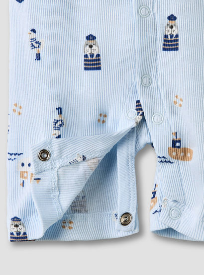Set of 2 Juniors Cotton Round Neck Sleepsuit and Romper with Nautical Print-baby-boys-clothing-nightwear-sleepsuits-image-8