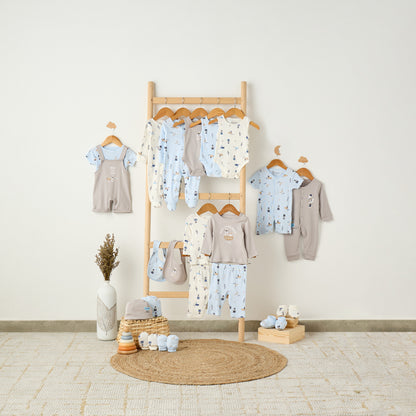 Set of 2 Juniors Cotton Round Neck Sleepsuit and Romper with Nautical Print