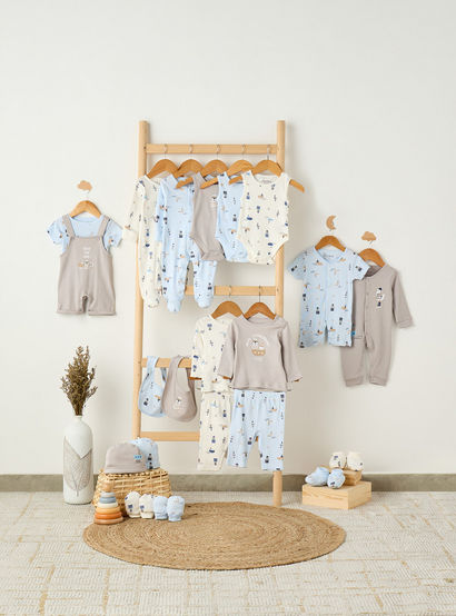 Set of 2 Juniors Cotton Round Neck Sleepsuit and Romper with Nautical Print-baby-boys-clothing-nightwear-sleepsuits-image-9
