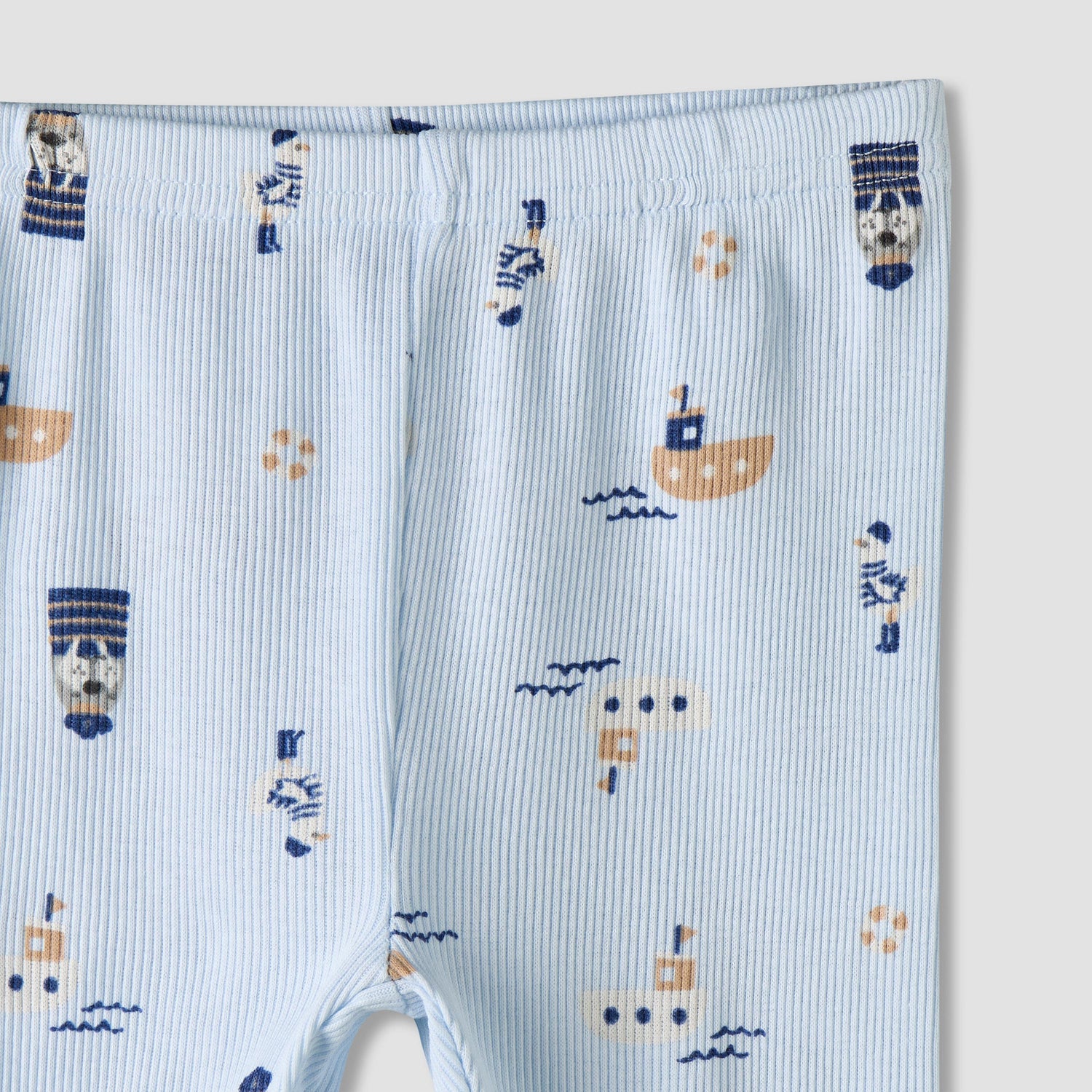 Pack of 2 Juniors Cotton Round Neck Long Sleeves Pyjama Set with Nautical Print