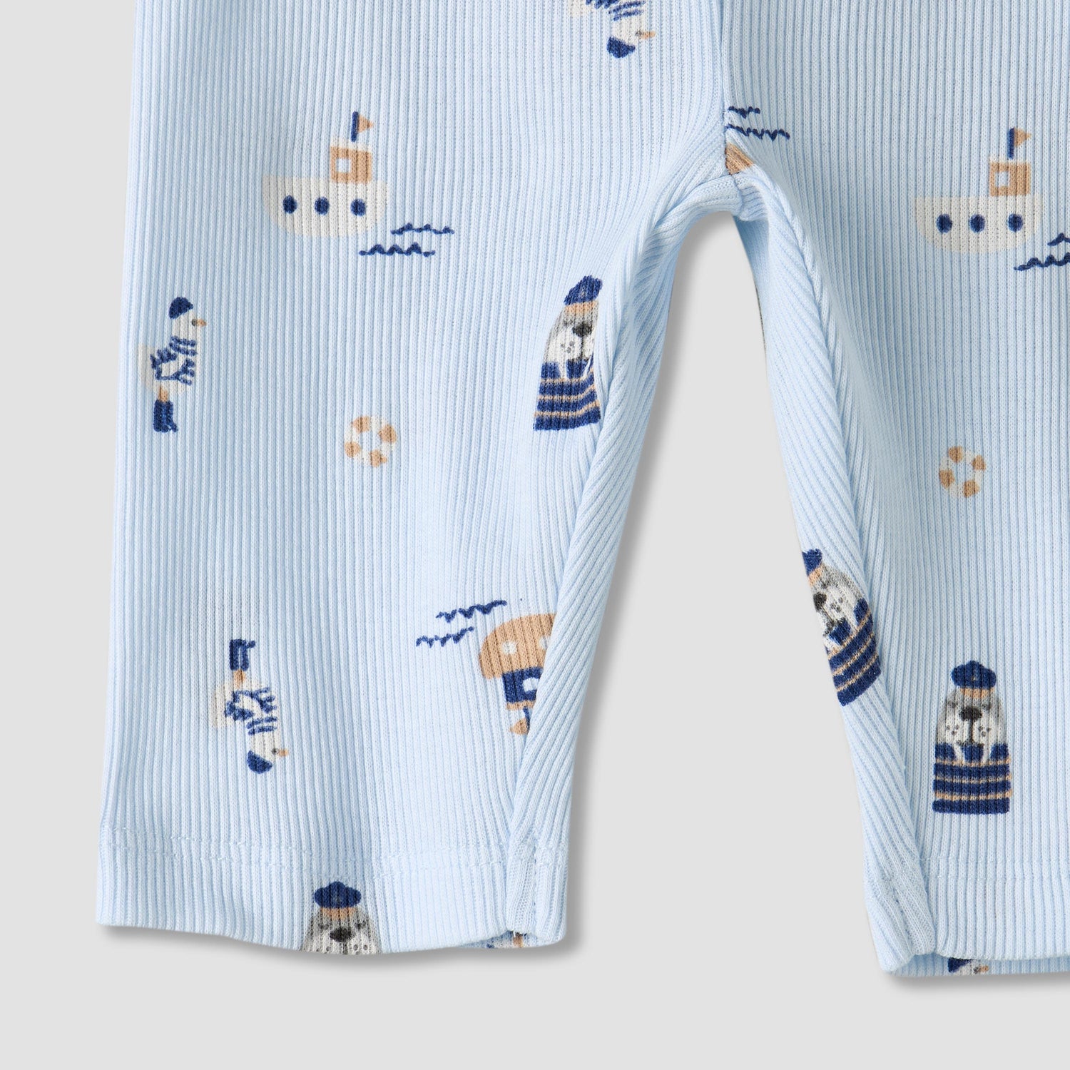 Pack of 2 Juniors Cotton Round Neck Long Sleeves Pyjama Set with Nautical Print