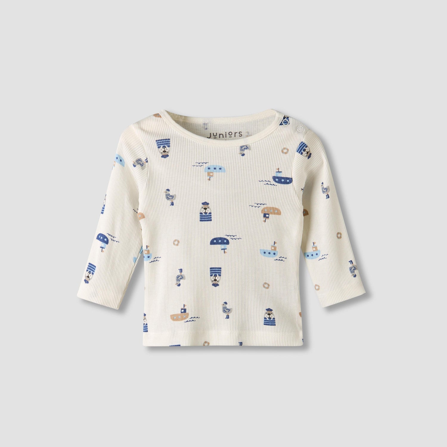 Pack of 2 Juniors Cotton Round Neck Long Sleeves Pyjama Set with Nautical Print