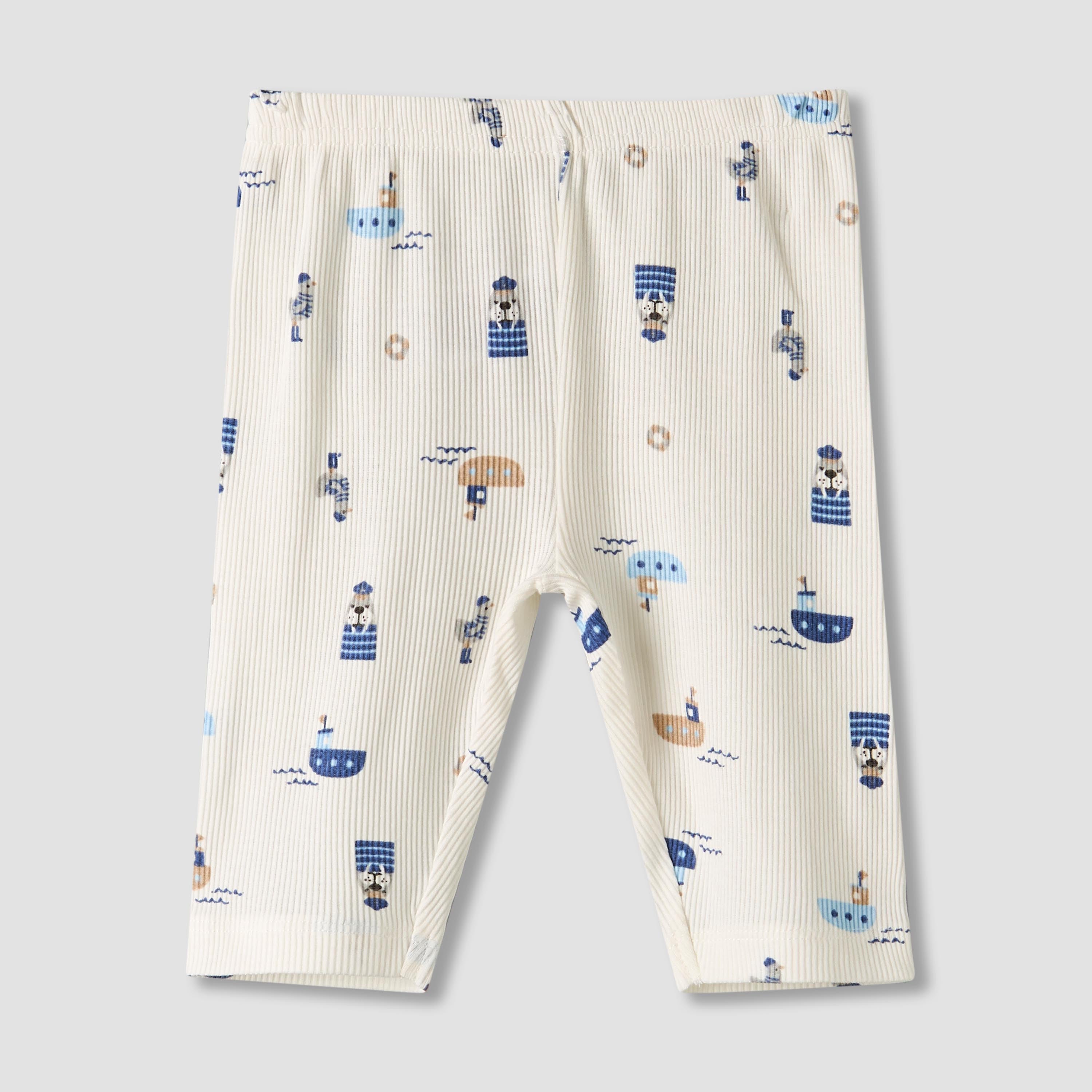 Pack of 2 Juniors Cotton Round Neck Long Sleeves Pyjama Set with Nautical Print