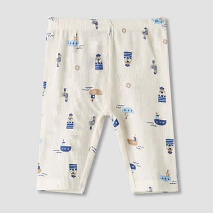 Pack of 2 Juniors Cotton Round Neck Long Sleeves Pyjama Set with Nautical Print