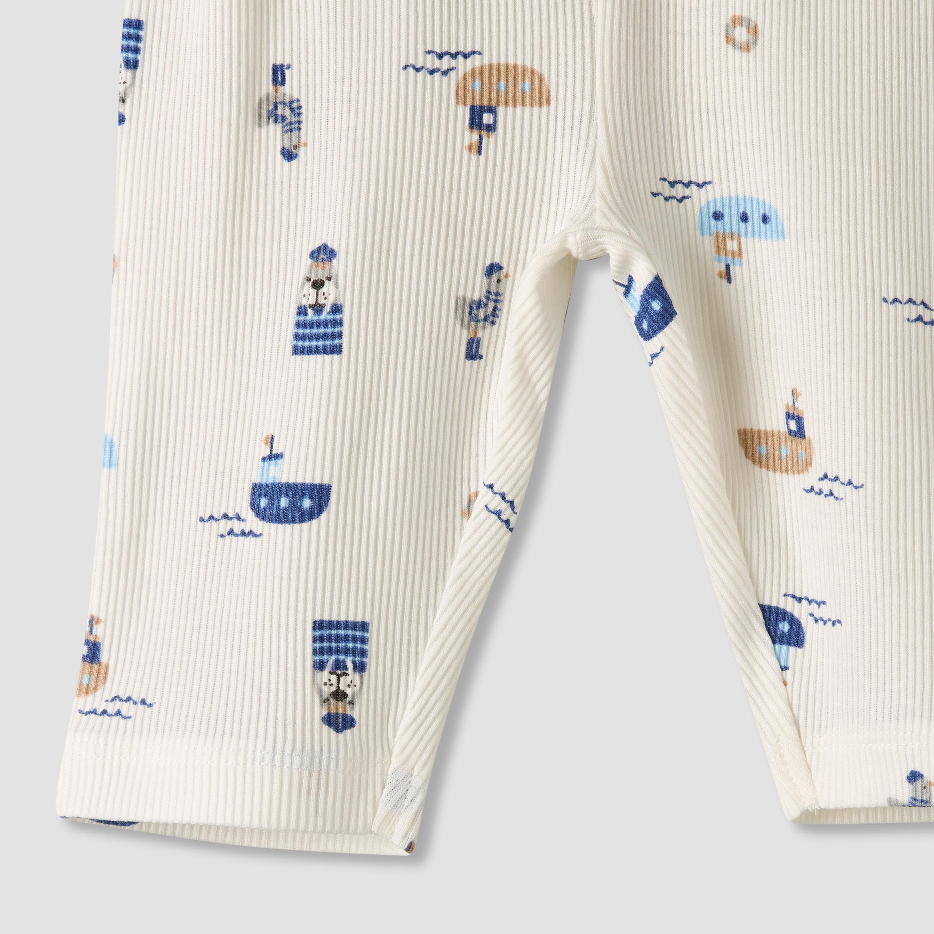 Pack of 2 Juniors Cotton Round Neck Long Sleeves Pyjama Set with Nautical Print