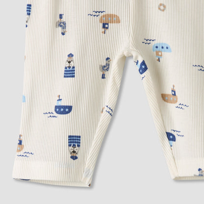 Pack of 2 Juniors Cotton Round Neck Long Sleeves Pyjama Set with Nautical Print