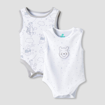 Pack of 2 Disney Round Neck Sleeveless Bodysuit with Winnie the Pooh Print - White / 12-18 mths