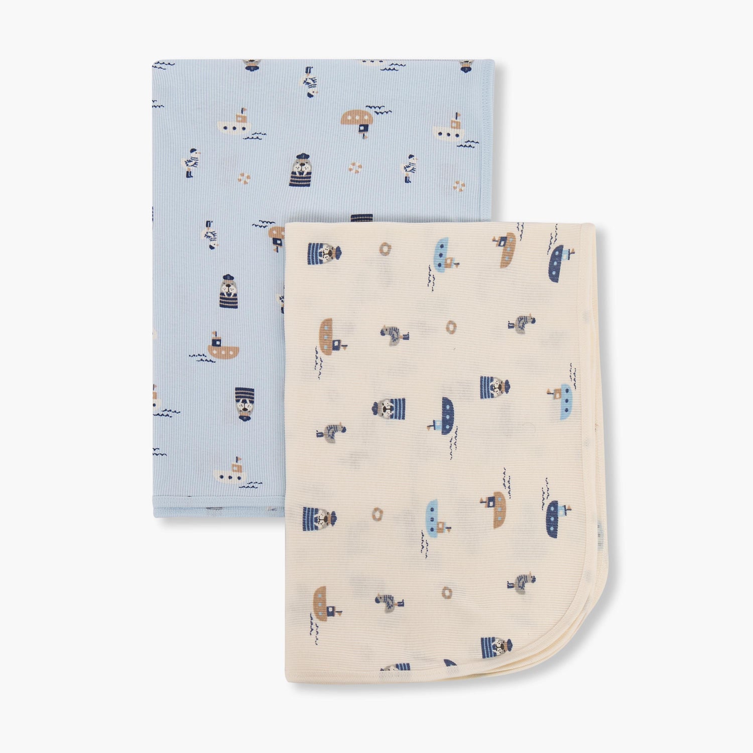 Pack of 2 Juniors Receiving Blanket with Nautical Print