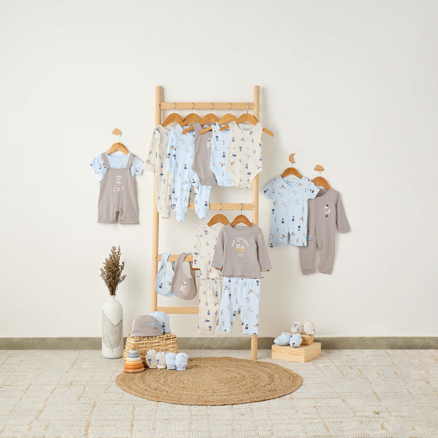 Pack of 2 Juniors Receiving Blanket with Nautical Print